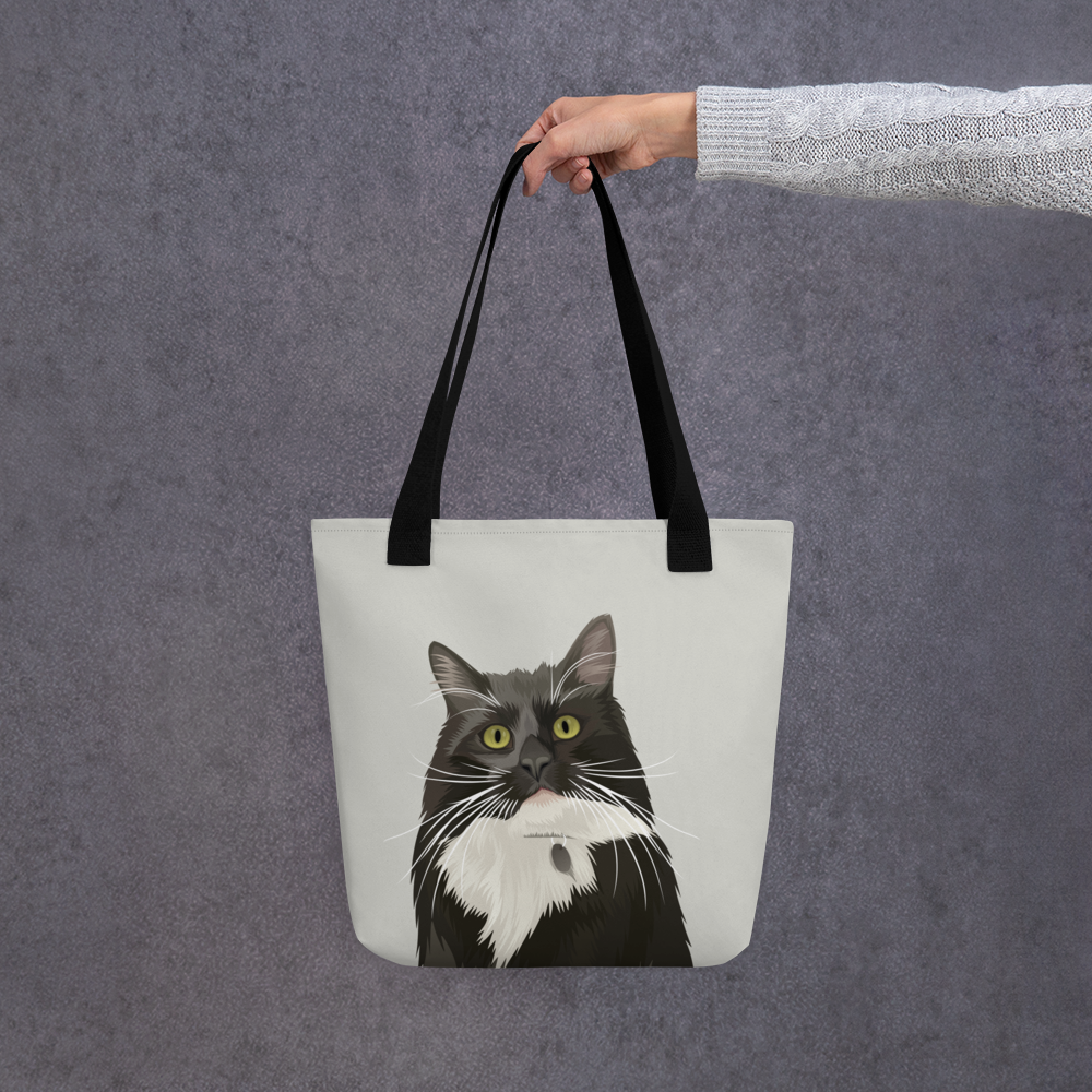 Custom Pet Tote Bag UK - Print And Paw - Unique Personalised Gift - Cat Portrait - Dog Portrait